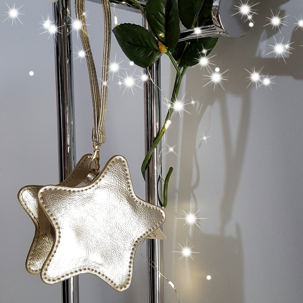 NEW⭐Gold Leather Mini Star Wristlet Change Bag/Wallet/Coin Pouch